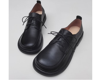 Chaussures pour hommes faites à la main, chaussures pour hommes Oxford, chaussures larges pour hommes, chaussures à bout large, chaussures plates, chaussures en cuir rétro, chaussures décontractées, chaussures à cravate pour hommes