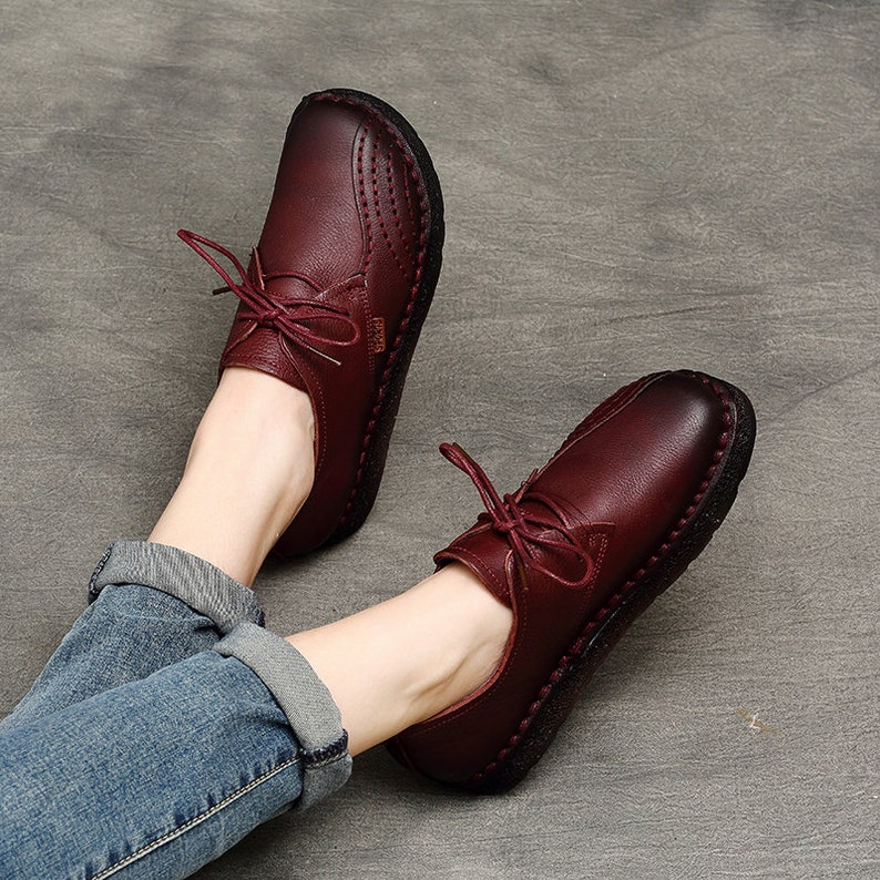 Women Leather Shoes, Leather Oxfords, Oxford Shoes, Soft Leather Shoes, Closed Shoes, Red Shoes, Brown Shoes image 3