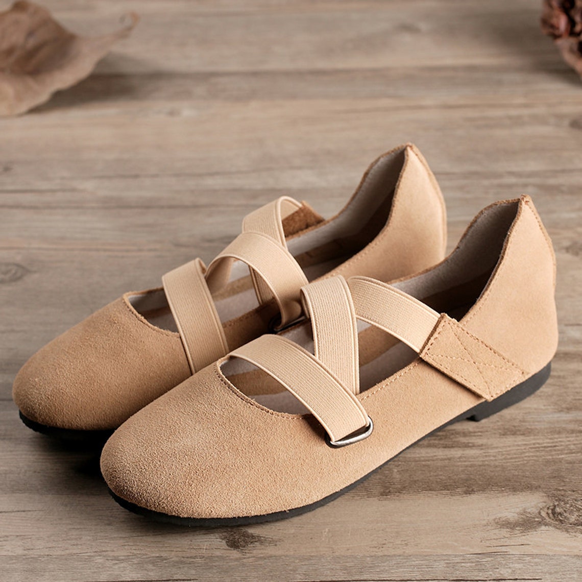 tan ballet shoes