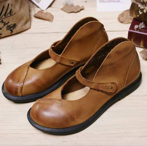 2 Colors Handmade Women's Leather Shoes Fashion Flat Etsy