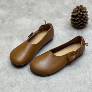 Handmade Soft Shoes for Women,Oxford Shoes, Flat Shoes, Retro Leather Shoes, Slip Ons image 6