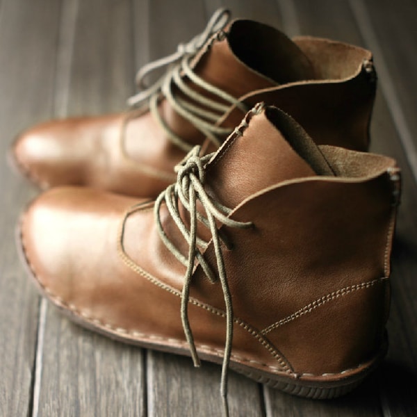 Handmade Shoes,Ankle Boots,Oxford Women Shoes, Flat Shoes, Retro Leather Shoes, Casual Shoes, Short Boots,