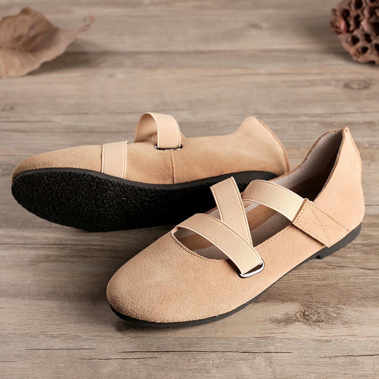 tan handmade ballet shoes,oxford women shoes, flat leather shoes, retro soft leather shoes, casual shoes