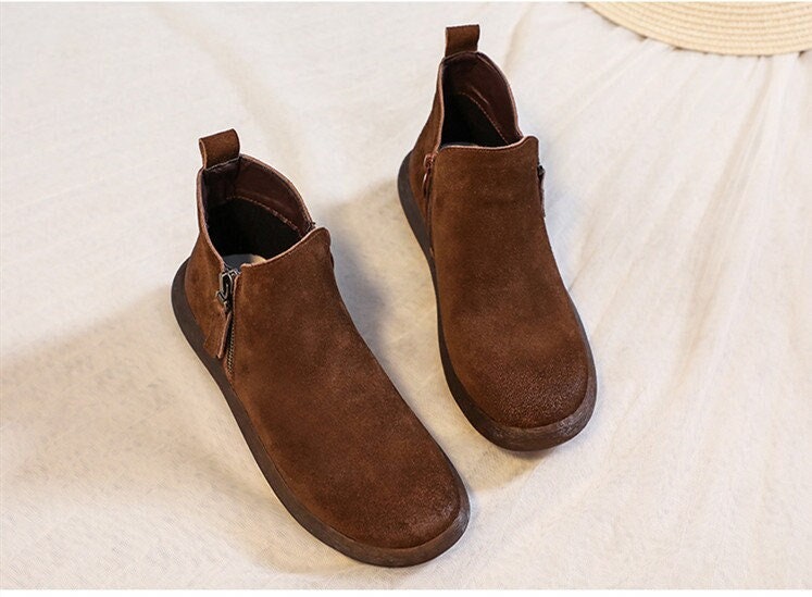 Flat Suede Boots - Etsy