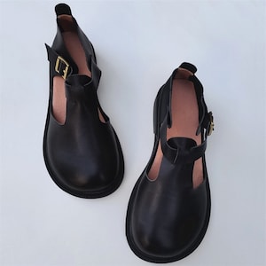 Handmade Women Leather Shoes,wide Toe Shoes, Flat Shoes, Retro Leather ...