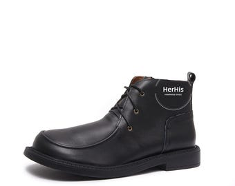 Handmade Men's Black Leather Booties,Oxford Men Booties,Men's Tie Shoes,Flat Shoes,Casual Soft Shoes,Comfortable shoes