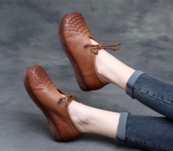 Hothandmade Leather Shoes for Women,oxford Retro Shoes,soft Sole