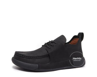 Scarpe da uomo in pelle nera fatte a mano, scarpe da uomo Oxford, scarpe da uomo con cravatta, scarpe basse, scarpe casual morbide, scarpe comode