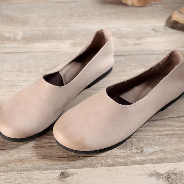 NEW SHOES! Handmade Soft Shoes,Oxford Women Shoes, Flat Shoes, Retro Leather Shoes, Slip-ons