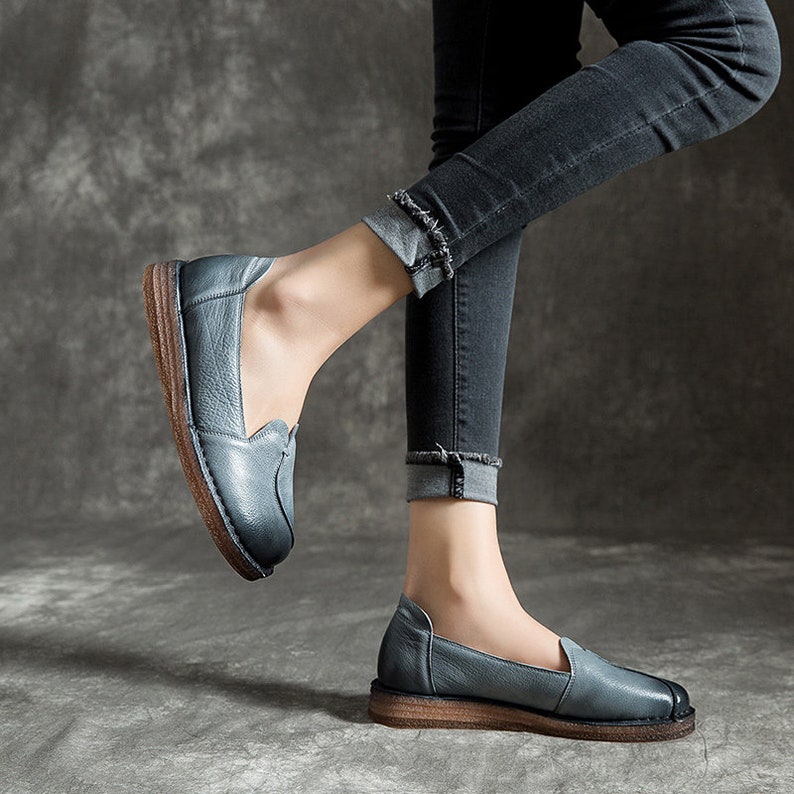 Handmade Soft Leather Shoes for Women,Oxford Mom/'s Shoes Flat Shoes Slip Ons Pregnant Leather Shoes