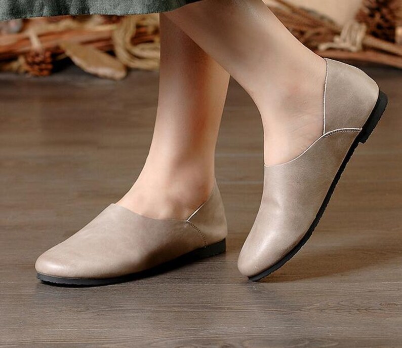 2 Colors Handmade Soft Leather Flat Shoesoxford Women Shoes Etsy