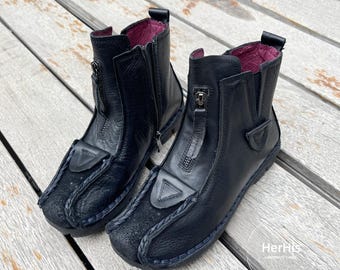 Handmade Women Leather Booties,Retro Boots, Oxford Women Shoes,Casual Shoes,Short Boots,Her Gifts