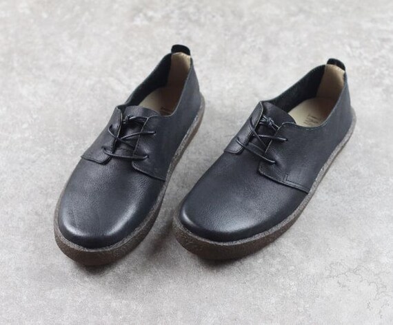 Handmade Black Men's Leather Shoesoxford Men Shoes Flat | Etsy