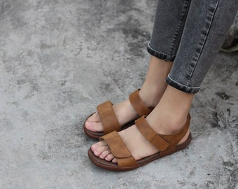 flat sandals with velcro straps
