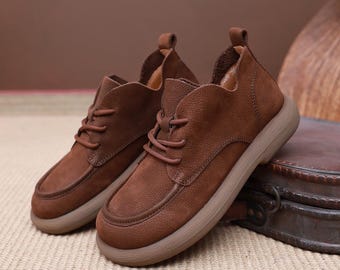 Handmade Women Wide Style Flat Leather Shoes, Comfortable Oxford Women Shoes, Wide toe box shoes for women