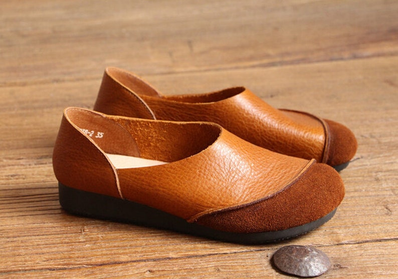 brown flat pointed shoes