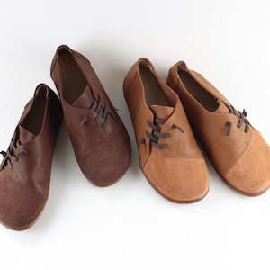 Handgemaakte platte leren damesschoenen, Oxford schoenen voor de lente, retro leren schoenen, casual schoenen, instappers, loafers