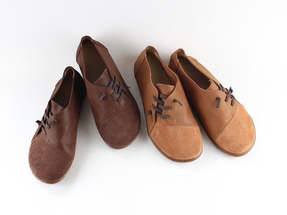 Handmade Women Flat Leather Shoes,Spring Oxford Shoes,Retro Leather Shoes, Casual Shoes, Slip Ons, Loafers