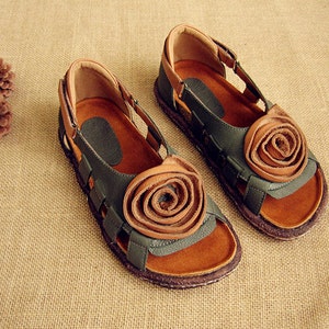 Handmade Women's Leather Hollow Sandals, Leather Shoes, Flat Shoes, Summer Shoes Sandals for Women
