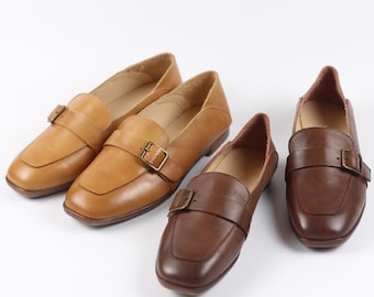 Women Leather Shoes, Leather Flat Shoes, Brown Shoes, Closed Shoes, Loafers