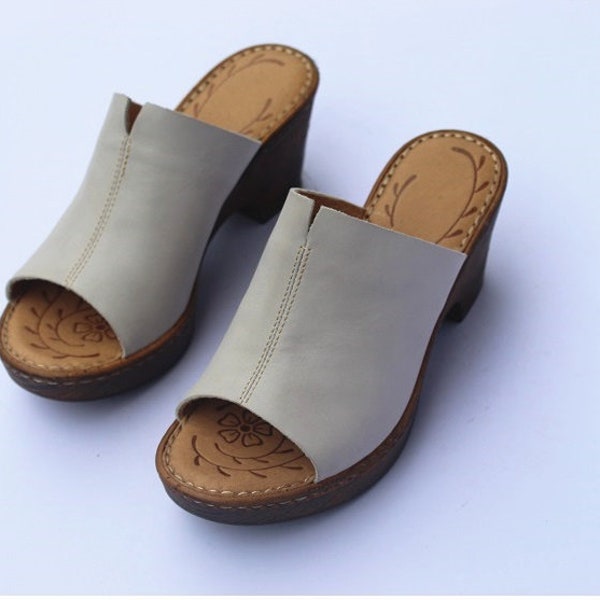 Handmade Women Summer Wedges,Women Slippers,Open Toe Platform Shoes,7cm Heel Shoes,Comfortable Soles