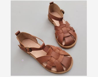 Handmade Leather Sandals,Wide Toe Sandals,Women Flat Shoes, Women's Summer wide Oxford Shoes