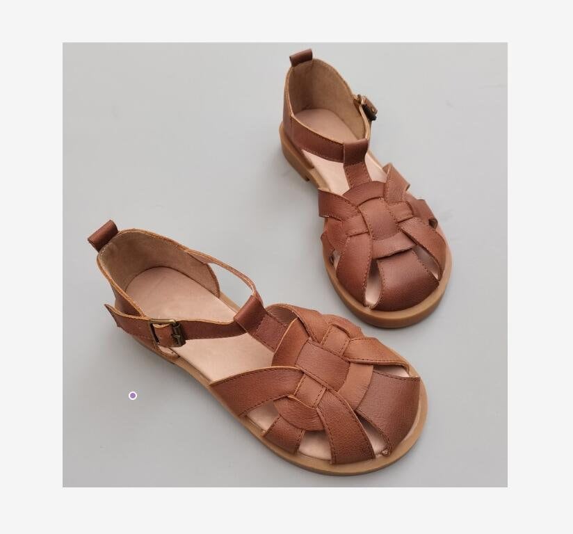 Handmade Wide Toe Leather Sandals,women Flat Leather Shoes
