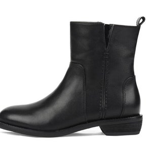 Handgemachte Damen Lederstiefel Winterschuhe,Schwarze Fußstiefel,Oxford Damen Schuhe,flache Schuhe,kurze Stiefel,Booties,Schwarze Stiefel,Große Stiefel Bild 6