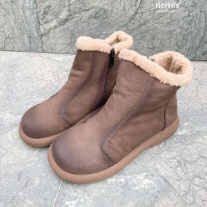 Handmade Leather Winter Boots for Women,Retro Boots, Oxford Women Shoes,Casual Shoes,Short Boots,Her Gifts