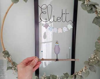 decorative Mobile for child to personalize, "my birdie" collection