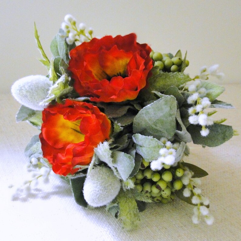 artificial bouquet Wild flower wedding bouquet red flower bouquet bridesmaid flowers bridal flower silk flower poppies wedding flowers