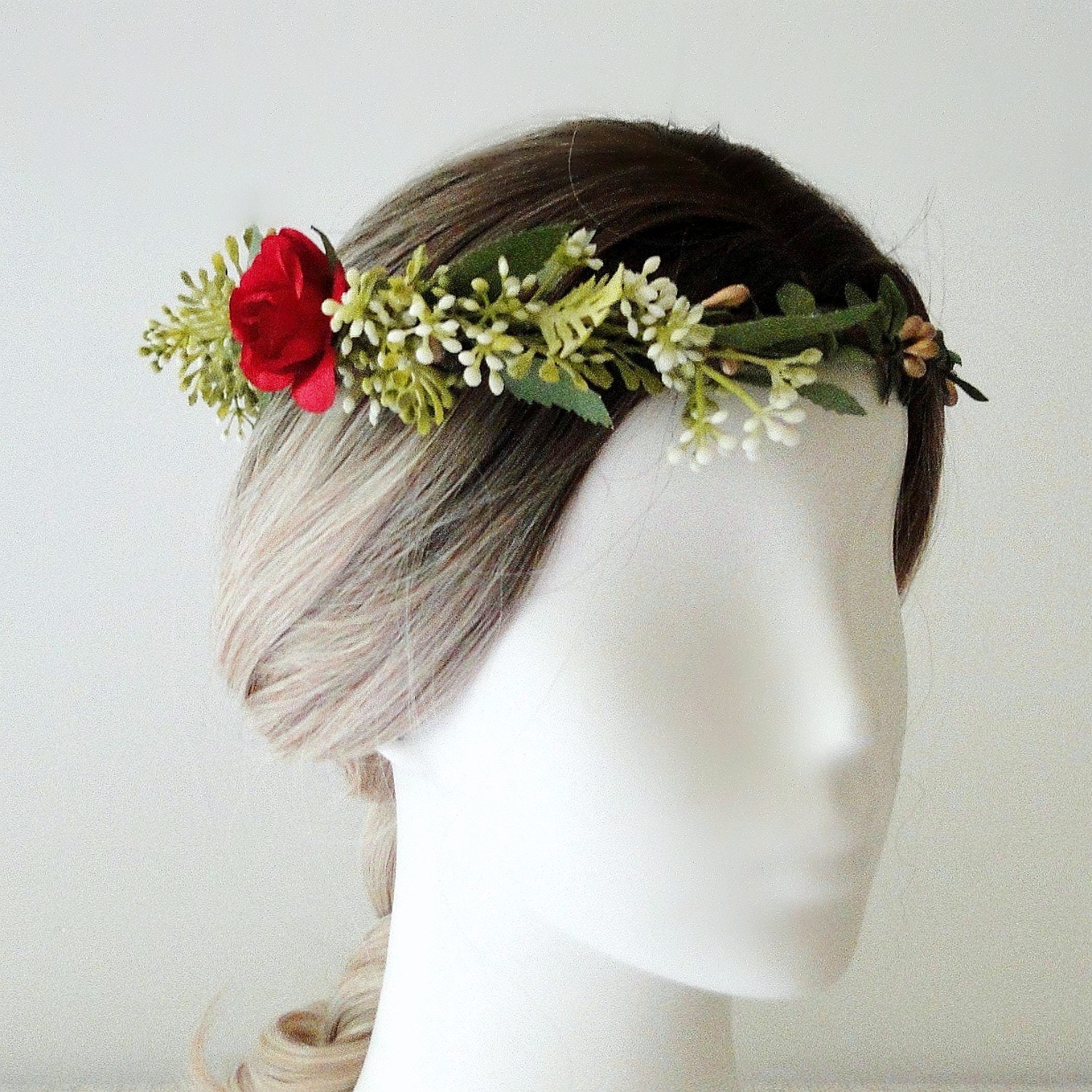 Flower Crown Small Red Rose Wedding Wreath Flower Girl Etsy
