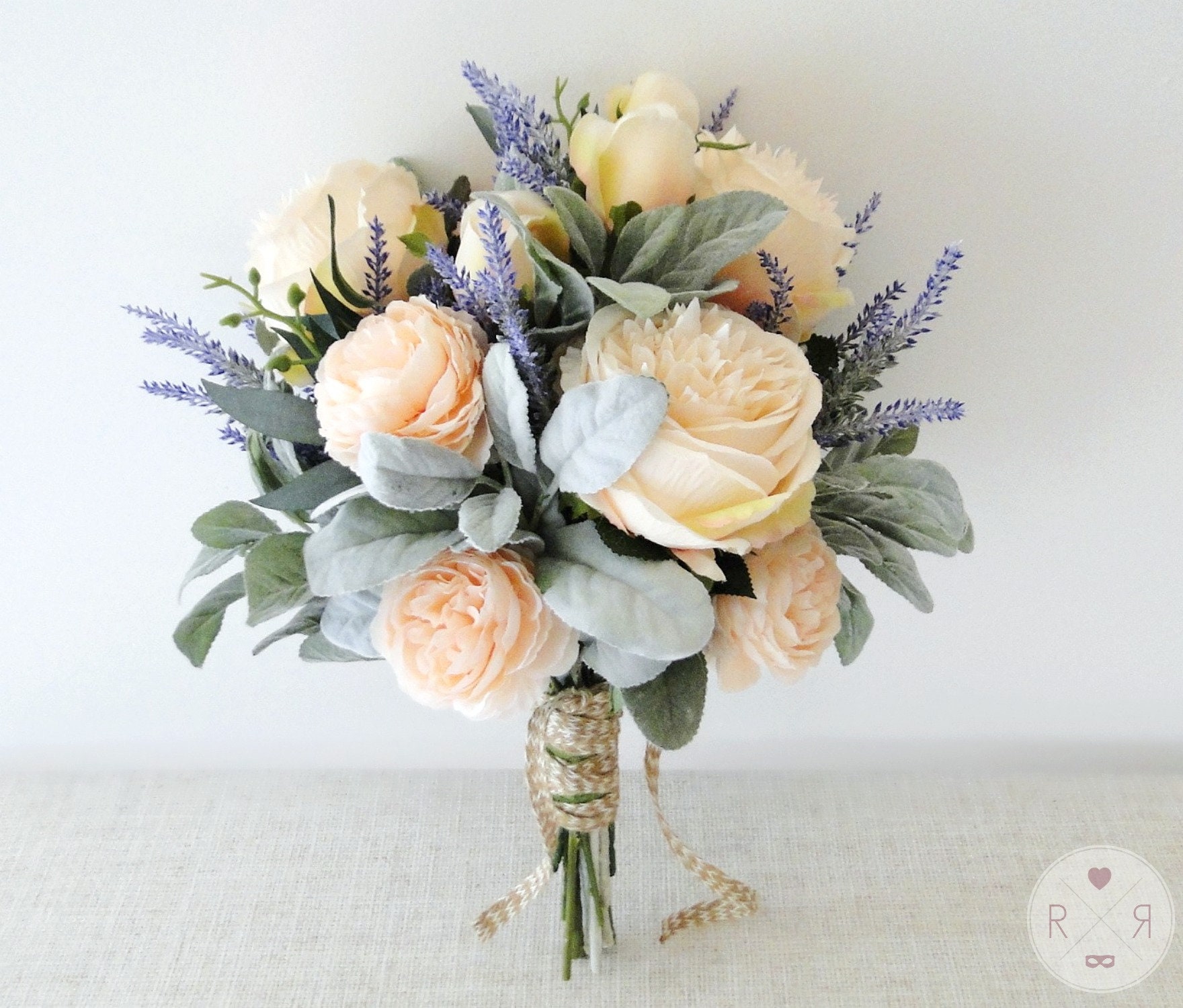 Roses And Lavender Bouquet Brides Or Bridesmaid Flowers Boho Etsy