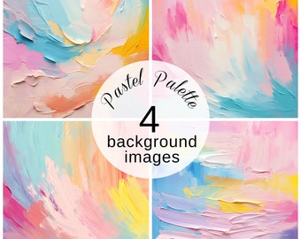 Pastel Brush Strokes Digital Backgrounds Set of 4 | Oil Paint Brush strokes painting Downloadable Art Prints | Commercial licence included