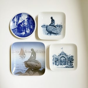 Vintage Royal Copenhagen Blue & White Mini Dishes | Set of 4 Blue Porcelain Collectable trinket dishes, Danish design