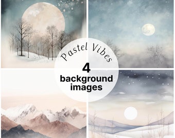 Pastel Vibes Tranquil Digital Download | Soft Scenery Backgrounds | Set of 4 Background Images | Commercial licence included