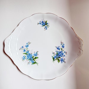 Vintage Royal Albert “Forget-Me-Not” Bone China Serving Plate | Scalloped with Gold Trim | vintage royal albert, flower design plate
