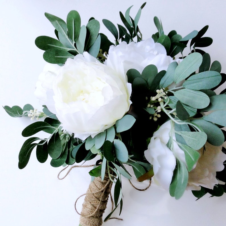 White Peonies And Eucalyptus Bouquet Artificial Bouquet Wedding Flowers Garden Style Wedding Bridal Bouquet Silk Flower Bouquet Bouquets Weddings Valresa Com