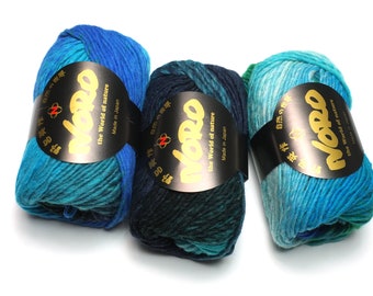 Noro Kureyon Color 429, Worsted Weight 100% Wool Knitting Yarn, lots of blue