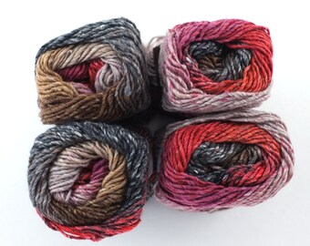 Noro Silk Garden Color 507, Silk Mohair Wool Aran Weight Knitting Yarn, icy reds, charcoal, beige