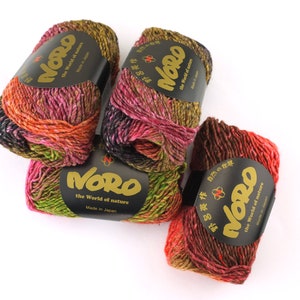 Noro Silk Garden Color 84, Silk Mohair Aran Weight Knitting Yarn, tomato red, pink, umber, olive