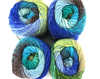 Noro Kureyon Color 344, Worsted Weight 100% Wool Knitting Yarn, teal, aqua, royal, olive