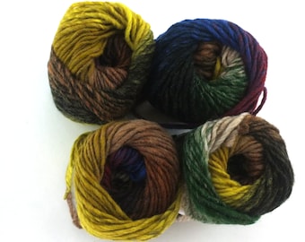 Noro Kureyon Color 441, Worsted Weight 100% Wool Knitting Yarn, mustard, green, blue, brown