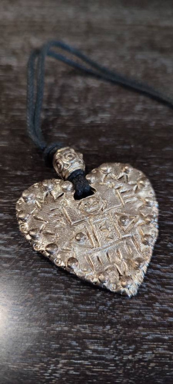 JACKY DE G. Paris Heart Pendant on vintage black … - image 5