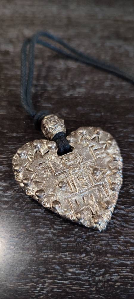 仏国Jacky de G 80'sVintageハートネックレス JACKY DE G. Paris Heart Pendant on Black Cord Vintage 1980