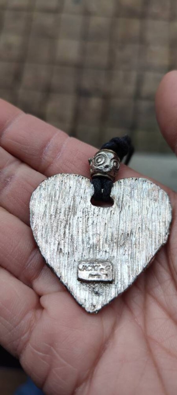 JACKY DE G. Paris Heart Pendant on vintage black … - image 9