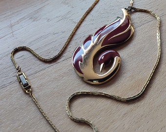 Collier Sautoir ORANA Paris - Pendentif Cygne En émail Noir - Occasion - Thème Oiseau