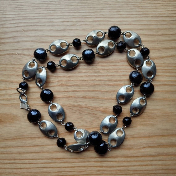 MARC LABAT Steel + Black Vintage necklace Long ne… - image 9