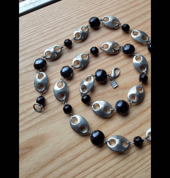 MARC LABAT Steel + Black Vintage necklace Long ne… - image 1
