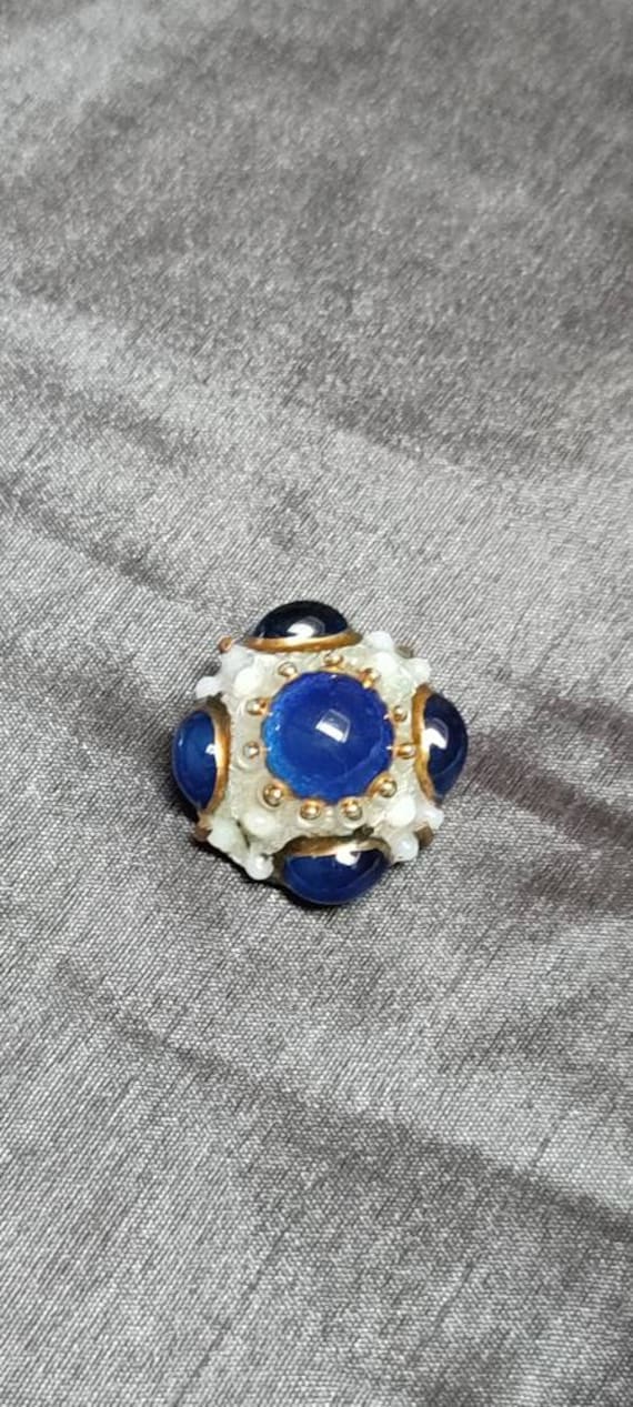 Superbe Broche Vintage Or Et Cabochon Bleu – Bijou Ancien Chic Années 686